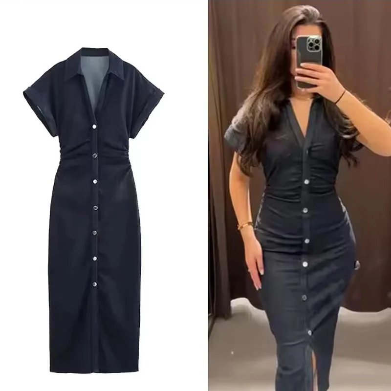 Miwana Denim Shirt Dress