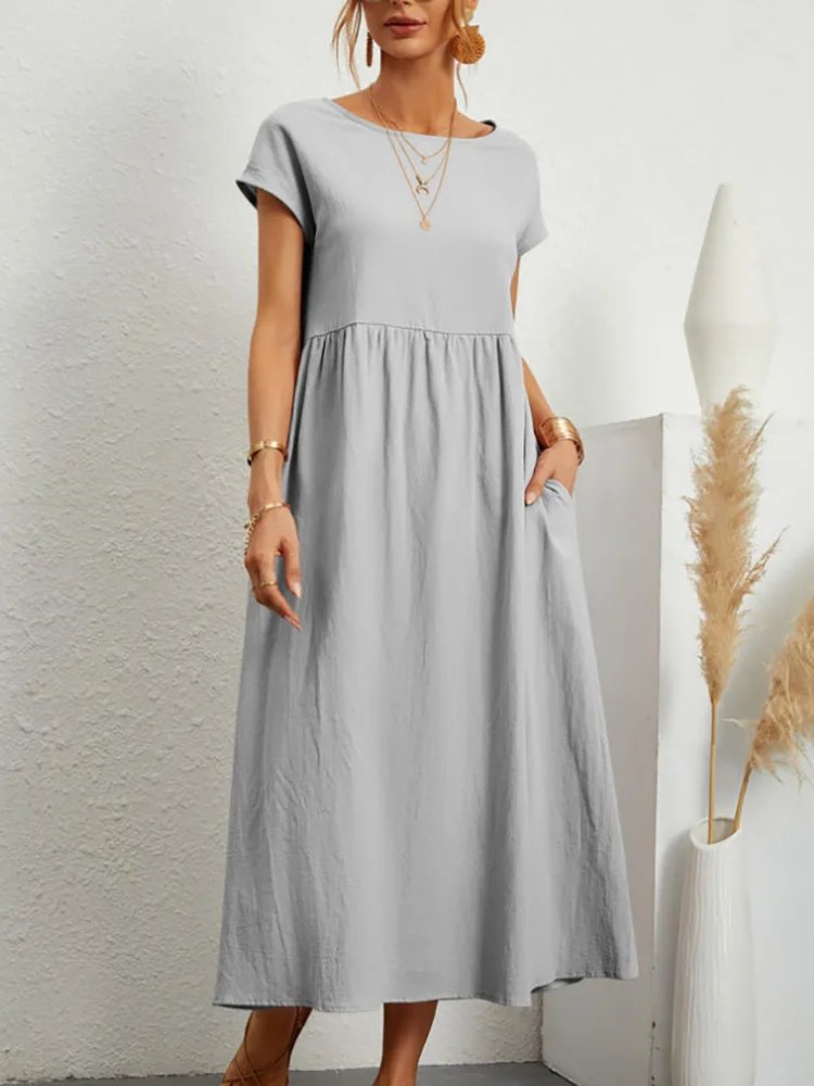 Miwana Ivory Linen Shirt Dress