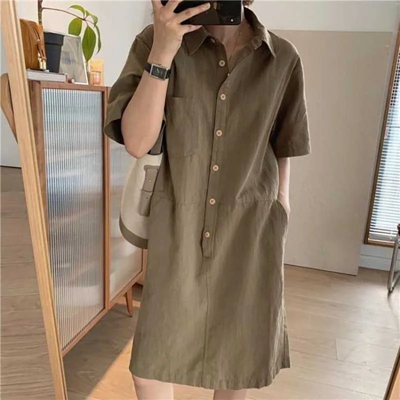 Miwana Olive Utility Shirt Dress